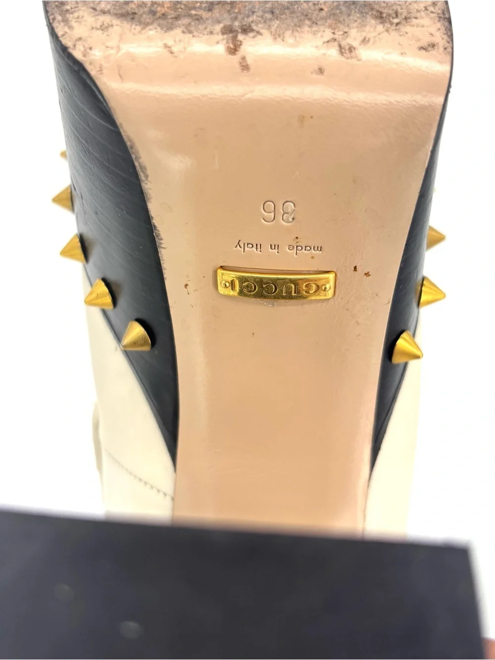 Gucci Vegas Spiked Pearl Horsebit Platform High Block Heel Loafers 36